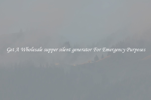 Get A Wholesale supper silent generator For Emergency Purposes