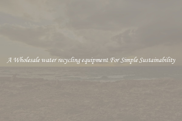  A Wholesale water recycling equipment For Simple Sustainability 