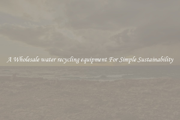  A Wholesale water recycling equipment For Simple Sustainability 